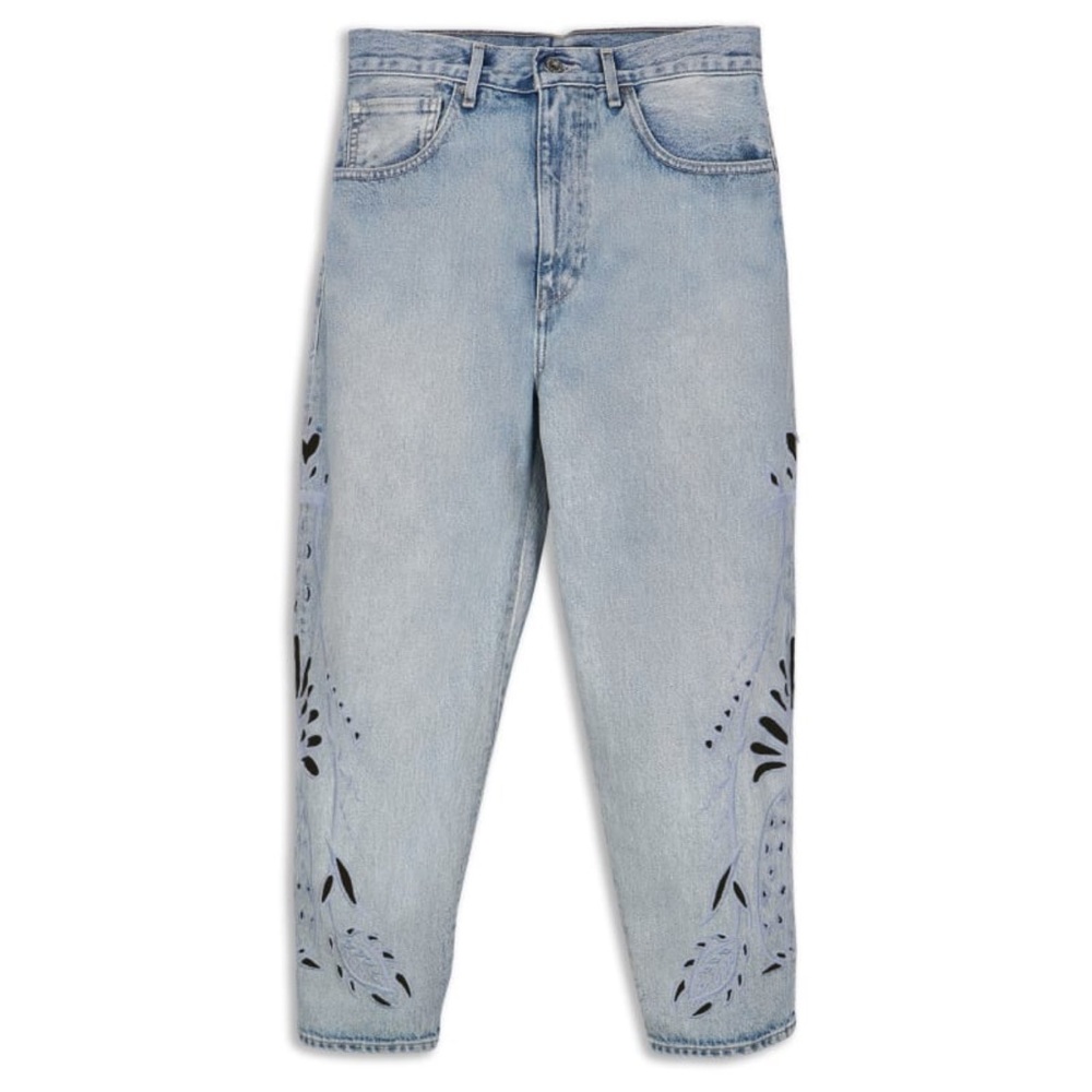 Levi's Light Blue barrel Jeans with cut out floral design